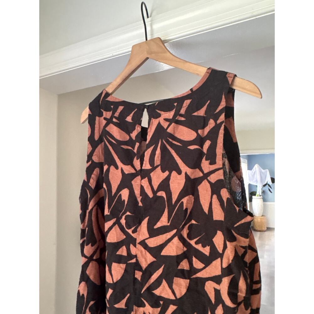 A New Day Linen Sleeveless Mini Dress Plus XXL Brown Black Print - Picture 7 of 7